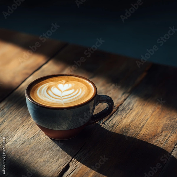 Fototapeta Delicious Latte in a Cozy Mug  Hot Coffee Art.