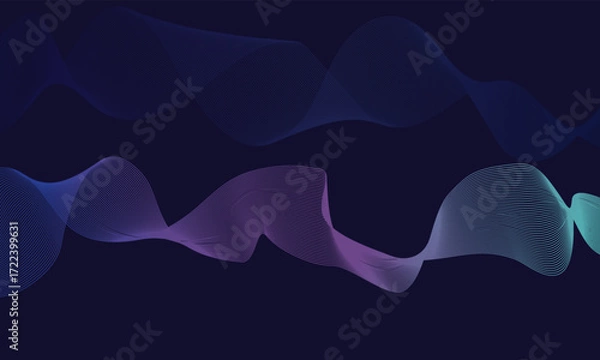 Obraz Gradient Abstract Wave Line Background  Modern Flowing Digital Pattern