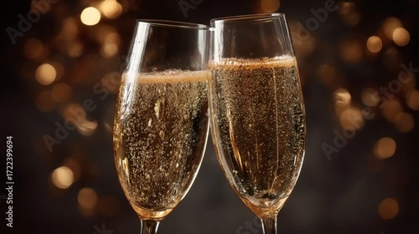 Fototapeta Celebratory Toast with Sparkling Drinks Festive Atmosphere Close-Up View Elegant Concept