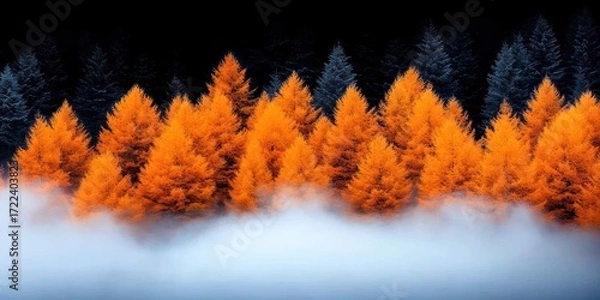 Obraz Autumnal Trees Enveloped In Misty Morning Fog