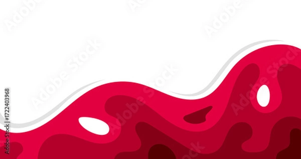 Fototapeta Abstract Paper Cut Style Red Wave Background