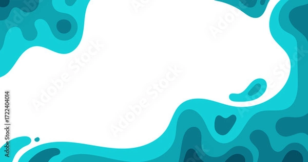 Fototapeta Abstract Paper Cut Style Blue Wave Background