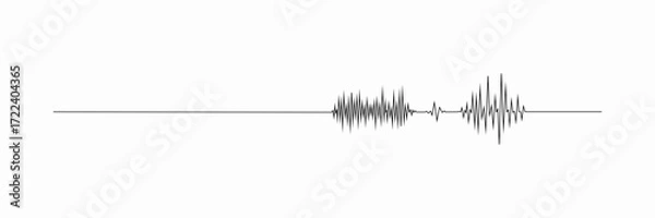 Fototapeta Music wave line sound one noise icon audio frequency signal podcast radio sound wave volume hand art. Acoustic line music logo record sound wave doodle sketch abstract. Vector illustration