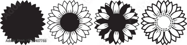 Fototapeta Sunflower Bloom Stages: A graphic display meticulously illustrates the life cycle of a sunflower in four stages, symbolizing growth, transformation, and natural beauty. 