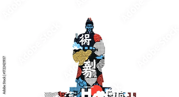 Fototapeta Colorful Illustration of a Chinese Historical Figure