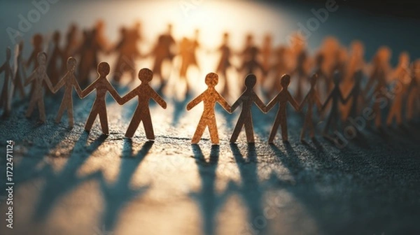 Fototapeta An approachable community posture signals inclusivity and trust, encouraging dialogue, cooperation, and stronger relationships within collective settings.