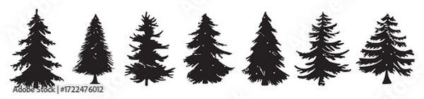 Obraz Christmas tree silhouette vector illustration