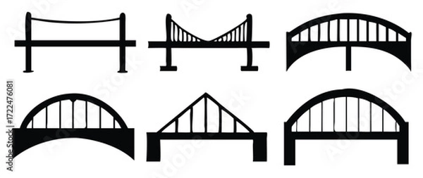 Fototapeta classic set of bridges silhouette for architectural concepts vector illustration