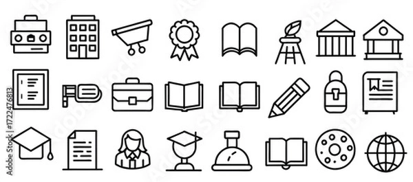 Obraz E learning icon set relate to university teacher book vector