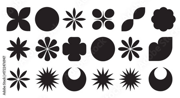 Fototapeta eighteen black and white geometric silhouettes collection vector