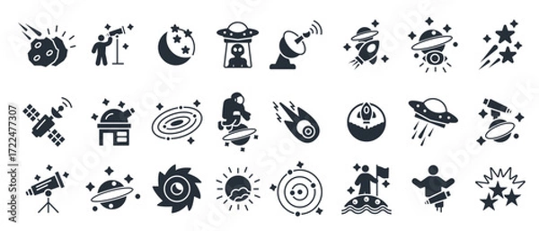 Fototapeta astronomy icon set editable stroke linear style sign
