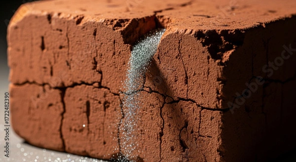 Fototapeta Macro Artistic Brick Concept with Silver Particle Cascade
