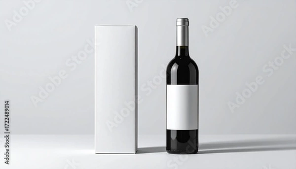 Fototapeta wine bottle mockup and white packaging box