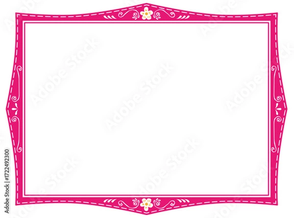 Obraz 手描き花模様のイラストフレーム枠