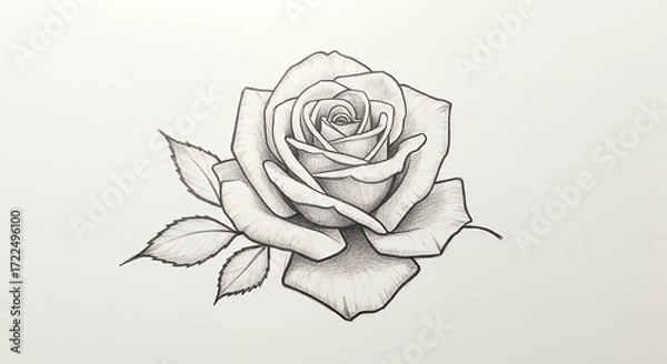 Fototapeta Detailed pencil drawing of a rose