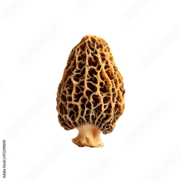 Fototapeta golden morel mushroom on transpart background