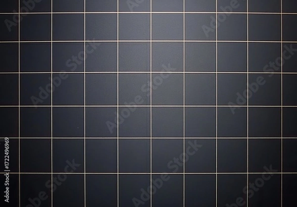 Fototapeta Dark gray square tiles with light gold grout lines
