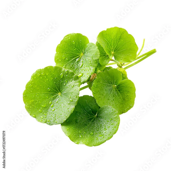 Fototapeta pennywort fresh green leaves on transpart background