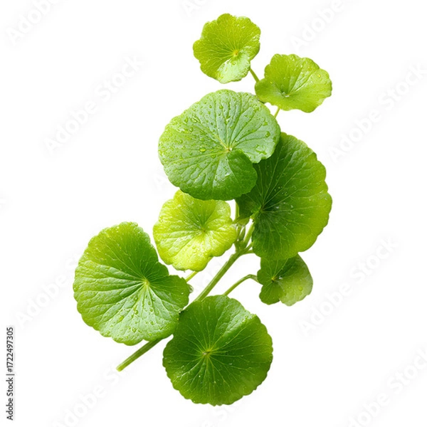 Fototapeta pennywort fresh green leaves on transpart background