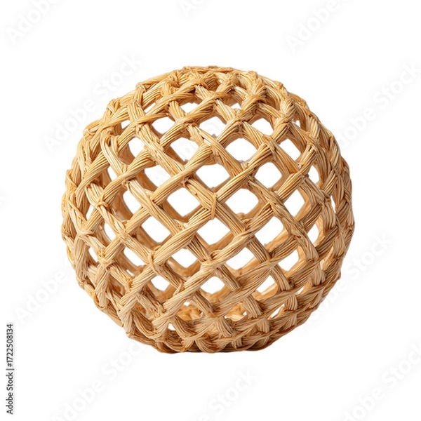 Fototapeta Round rattan ball decorative element on transpart background
