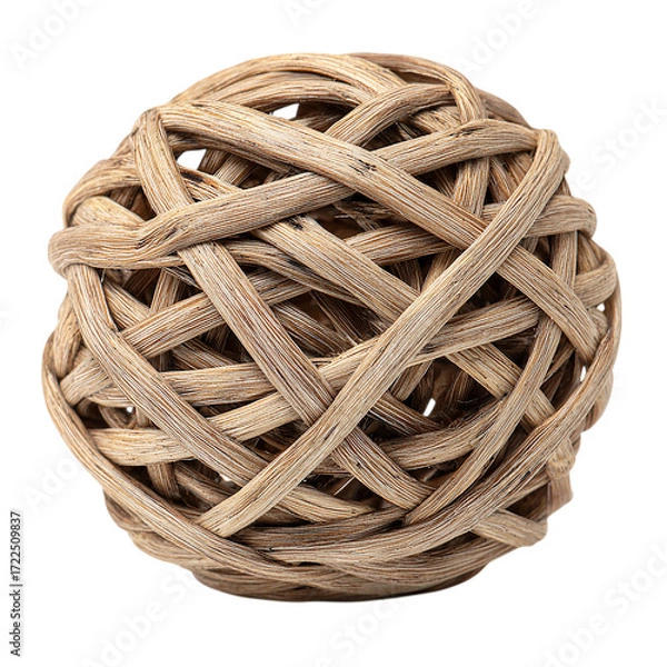 Fototapeta Round rattan ball decorative element on transpart background