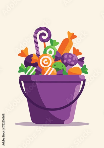 Fototapeta Trick-or-treat candy bucket with assorted sweets