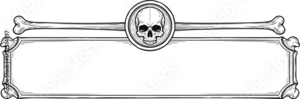 Fototapeta Bone bar frame with skull medallion center