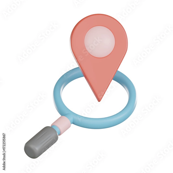 Fototapeta Map location 3d icon for navigation app in soft color