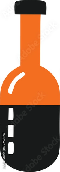 Fototapeta Orange and black bottle design graphic with measurement markings and screw-top lid for general use and branding
