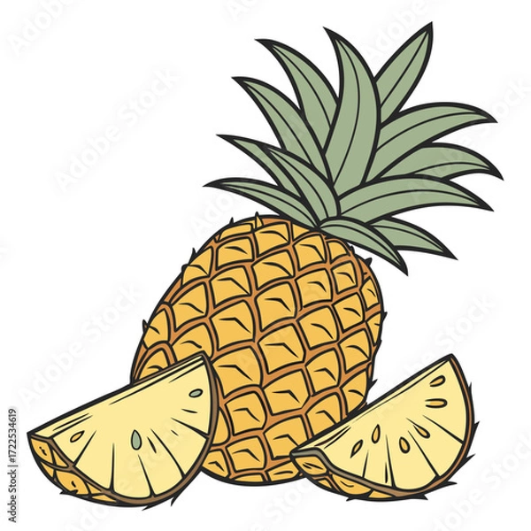 Obraz Fresh Pineapple on Transparent White Background