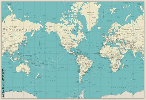 Obraz World Map Americas Centered Map