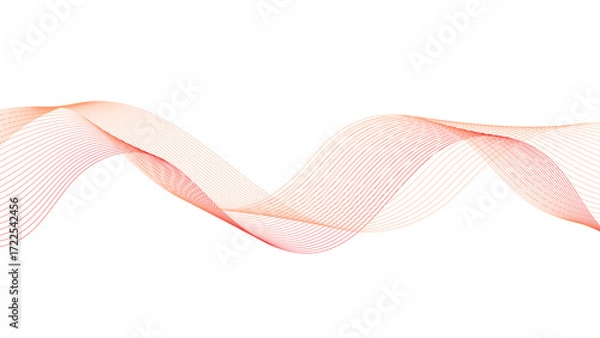 Fototapeta Elegant flowing red lines on a white background, perfect for a modern design