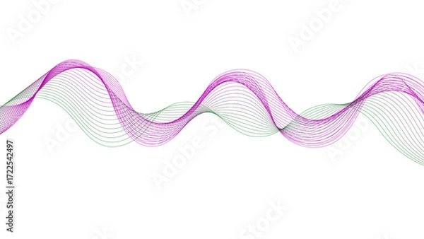Fototapeta Clean and creative pink-green mesh wave. Light and airy abstract design with intertwined lines.