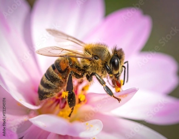 Obraz Honeybee on a pink flower (3)