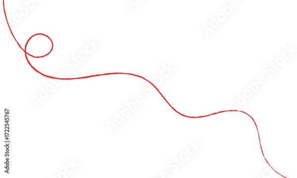 Fototapeta Red thread isolates on a white background. red thread looped in a circle form, symbolizing vector. line of red yarn, long red thread. vector illustration EPS 10 .