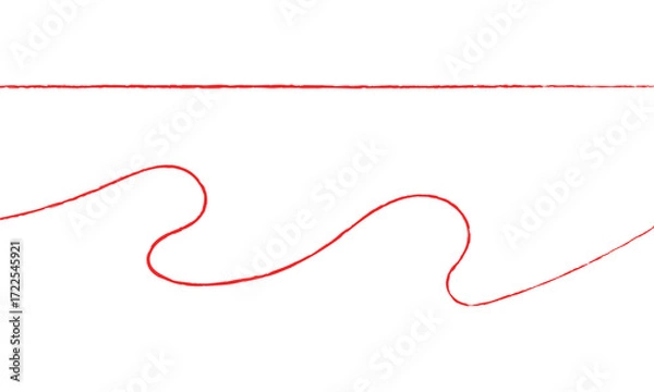 Fototapeta Red thread isolates on a white background. red thread looped in a circle form, symbolizing vector. line of red yarn, long red thread. vector illustration EPS 10 .
