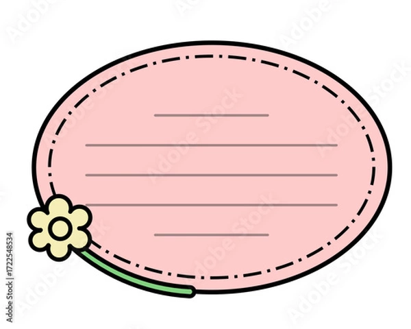 Obraz Cute Pink Oval Note Frame with a Yellow Flower