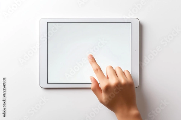 Fototapeta タブレットと手のモックアップ素材