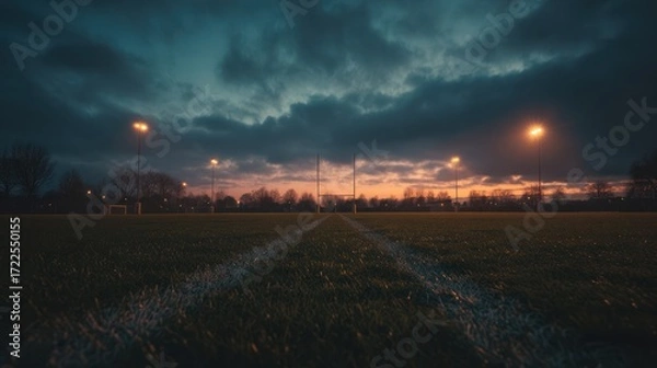 Fototapeta Empty field twilight landscape