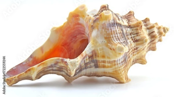 Fototapeta Gorgeous Conchs Scattered Along the Sunny Seaside—Their Shiny, Swirled Shells in Soft Hues of White, Pink, and Blue Glow Under the Sun, Blending Perfectly With the Blue Waves, Golden Sand
