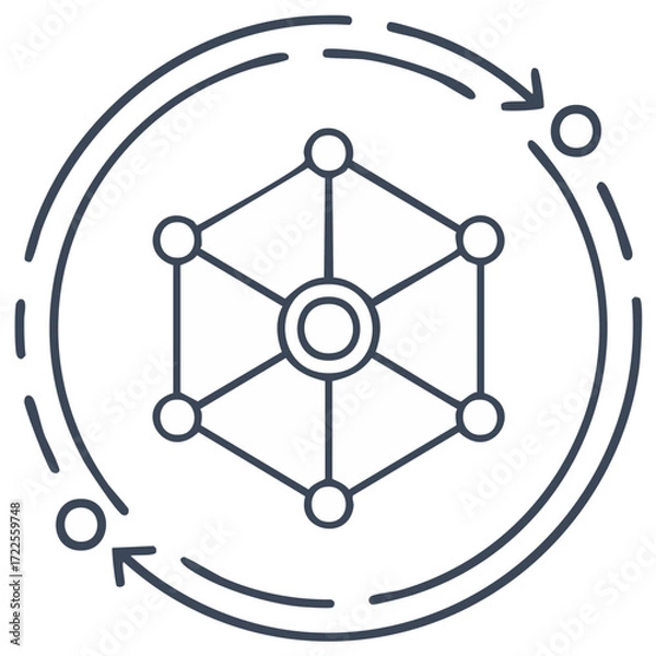 Fototapeta Abstract network concept illustration, data communication and connection design, vector