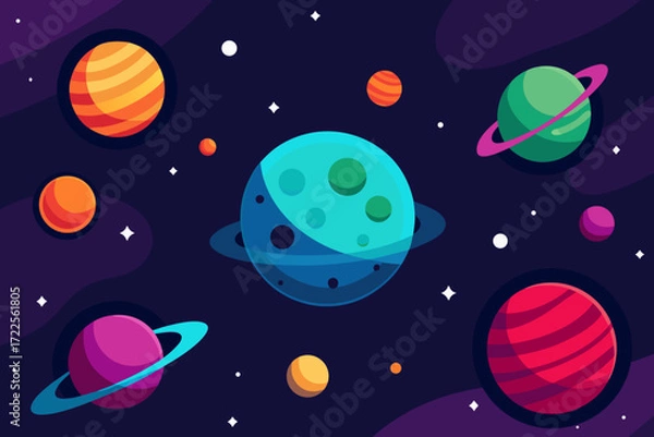 Fototapeta seamless pattern of planets
