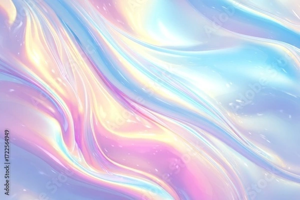 Fototapeta Dreamy Pastel Waves: Iridescent Flow of Colors in an Abstract Ethereal Dance