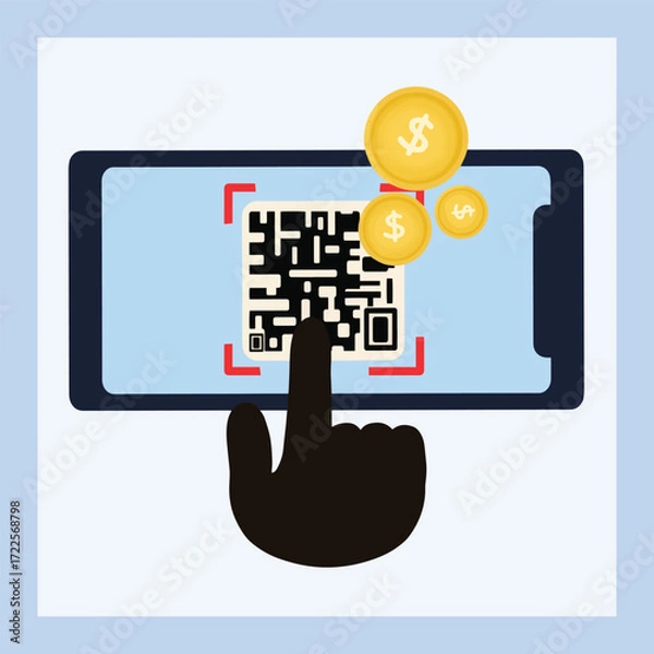 Fototapeta Contactless Payment with QR Code