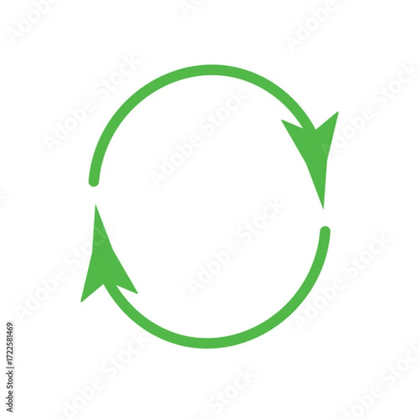 Fototapeta Green circular arrows indicating a refresh or recycle symbol
