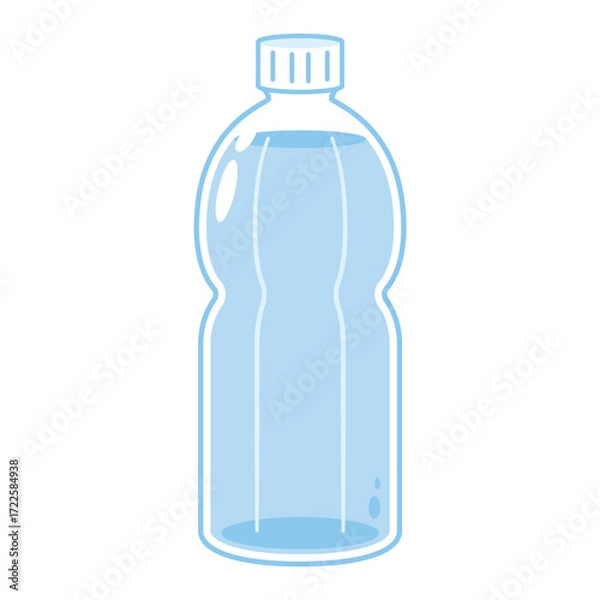 Obraz Bottle of drinking water. Reusable clean water tank with black silhouette, plastic liquid container.
