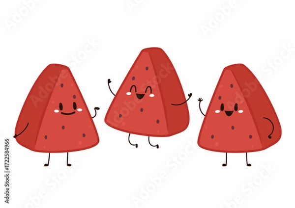 Obraz Water Melon character design. Melon vector on white background.
