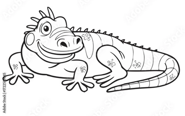 Fototapeta Cartoon Iguana Outline.eps