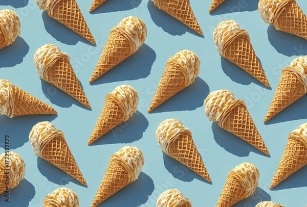 Fototapeta Ice cream cones in a geometric pattern