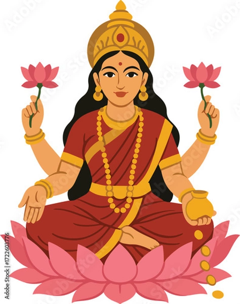 Obraz Lord Laxmi Vector Illustration for Your Design Projects